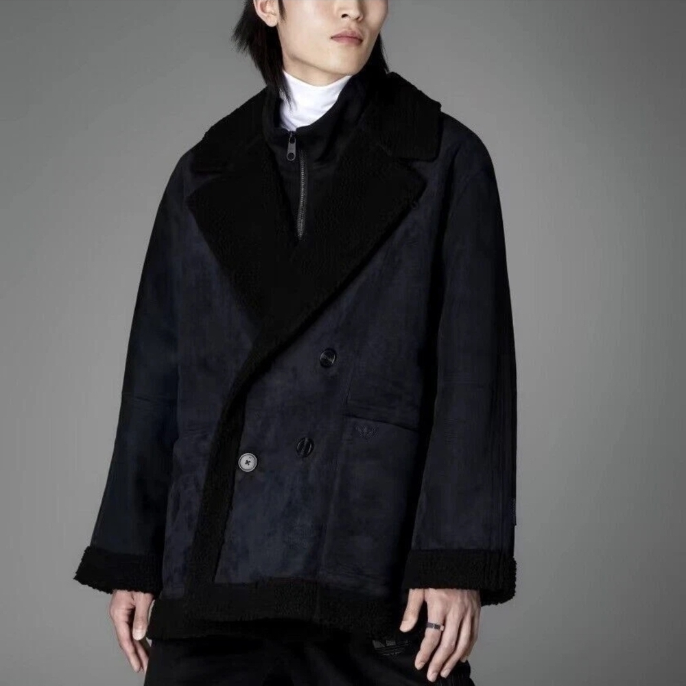ADIDAS BLUE VERSION BUTTON-UP SHERPA JACKET